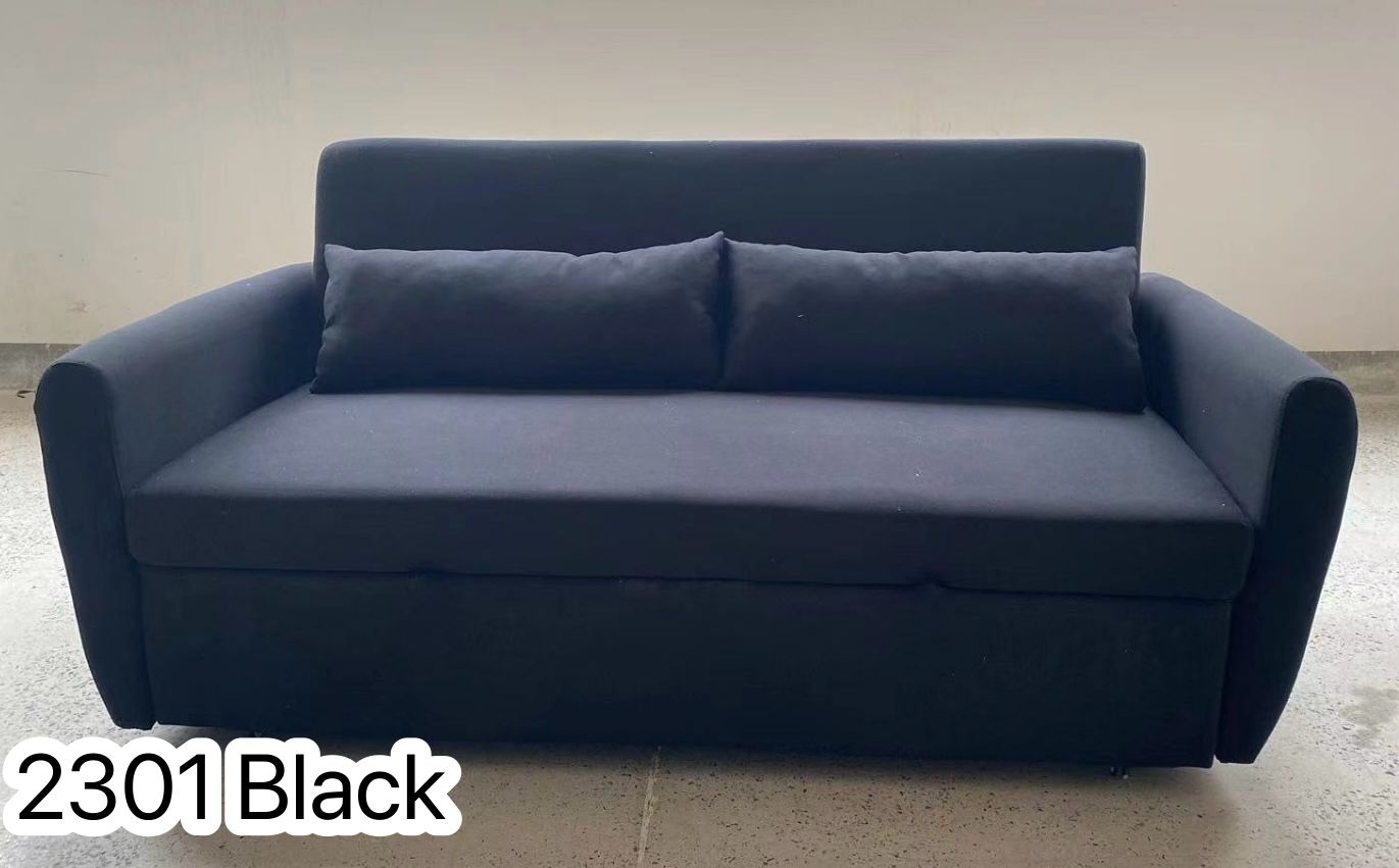 Black Fabric Upholstered Pull out Sofa Bed