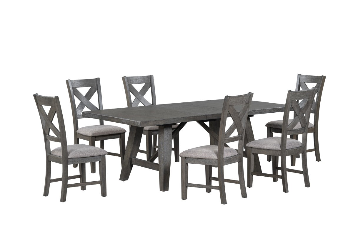 Grey Solid Wood Contemporary Style Dining Set- 2345
