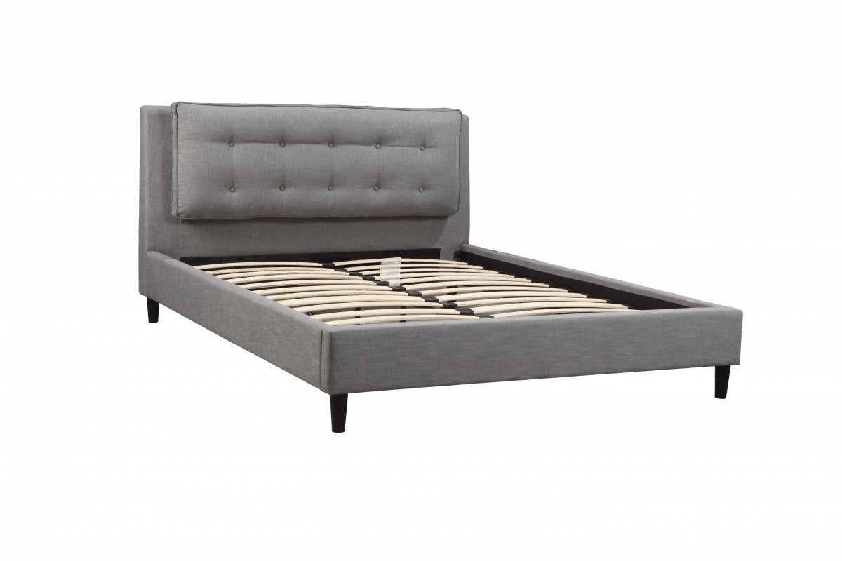 Grey Fabric Upholstered Bedframe with Padded Headboard- 363
