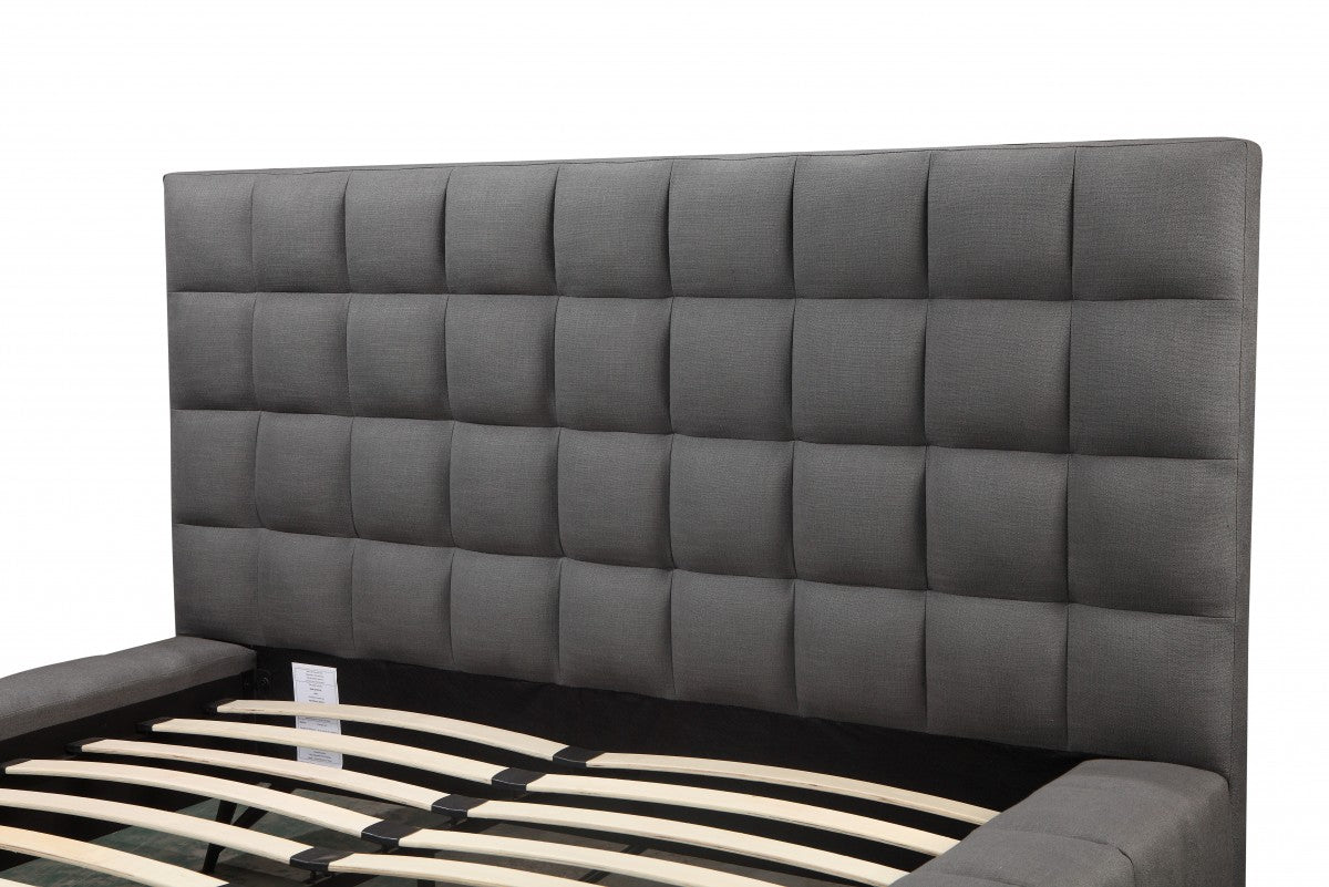 GREY MODERN LOW PROFILE PLATFORM BED FRAME- 376G