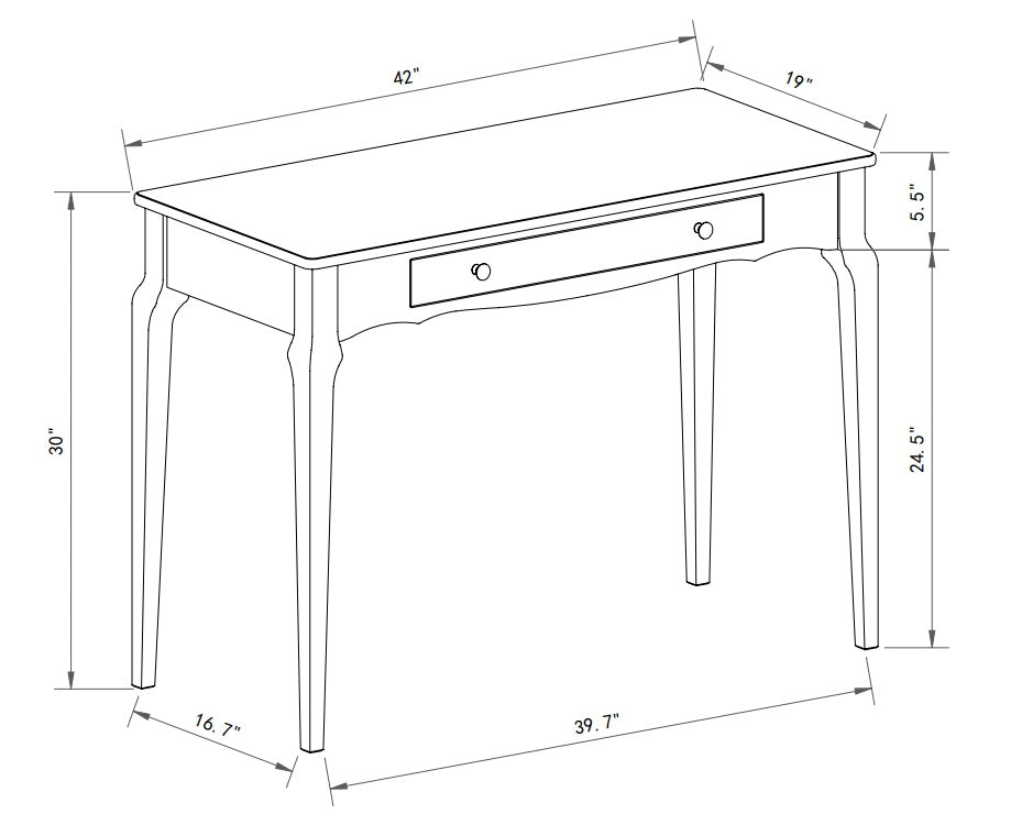 Grey Entryway Wooden Console Table with Drawer- 215
