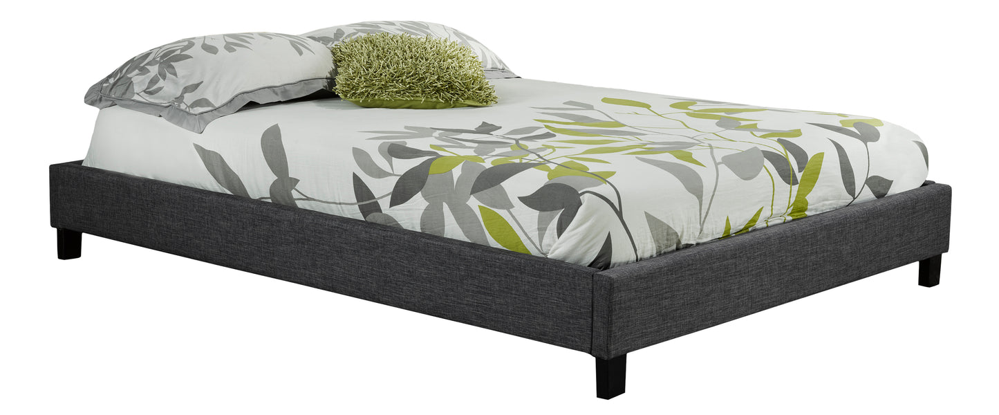 Fabric Upholstered Wooden Bed Base- Grey