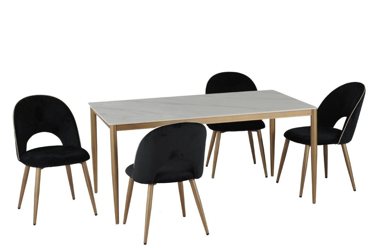5Pcs Ceramic Top with Golden Legs Dining Set-5653