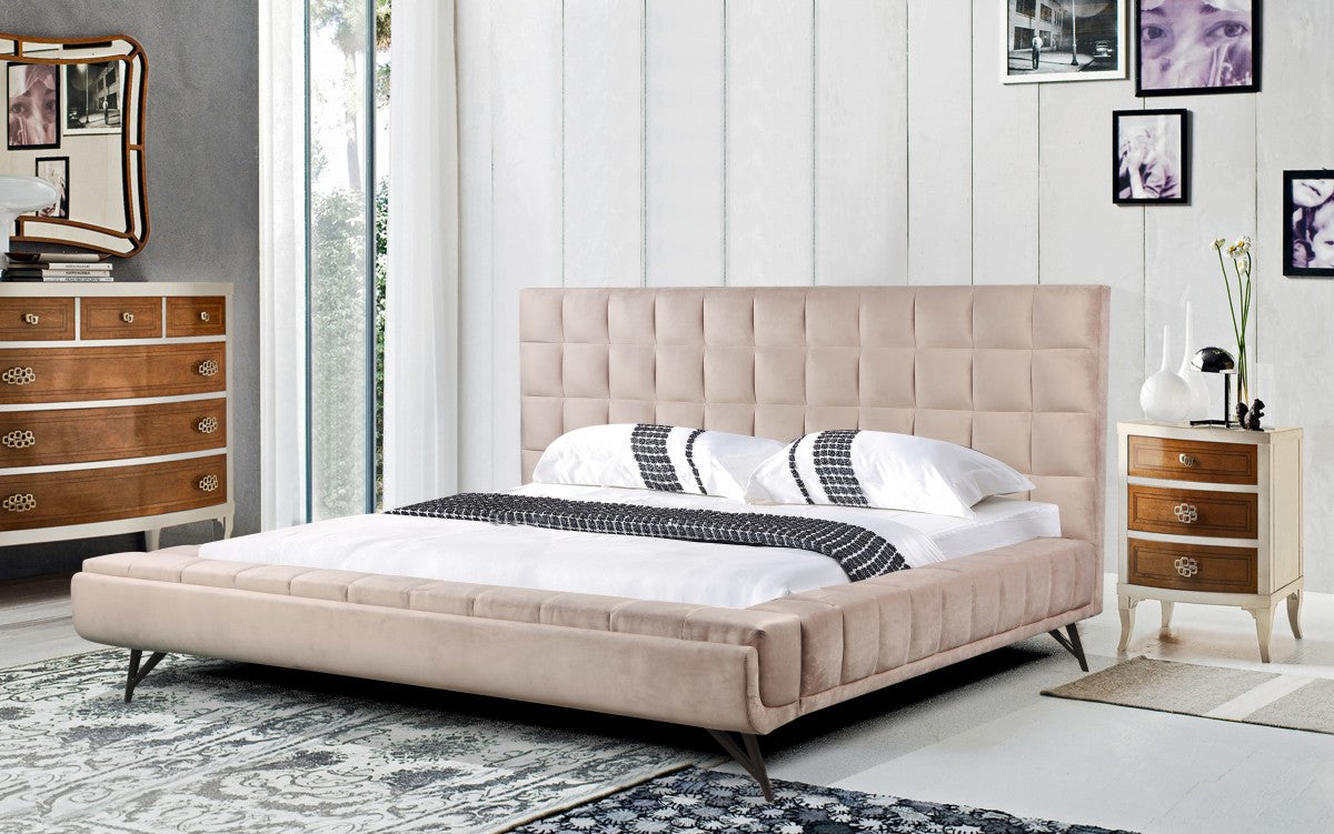 Beige Modern Low Profile Platform Bed Frame- 376