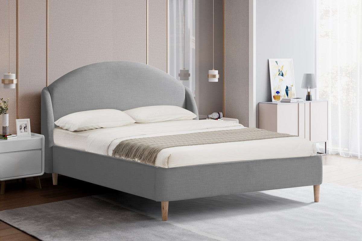 Grey Modern Low Profile Fabric Upholstered Bed Frame- 3102