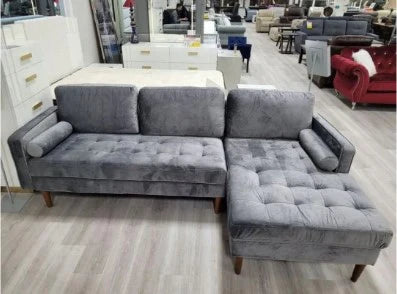 CONDO SIZE SECTIONAL SOFA WITH RHF/LHF CHAISE- GREY