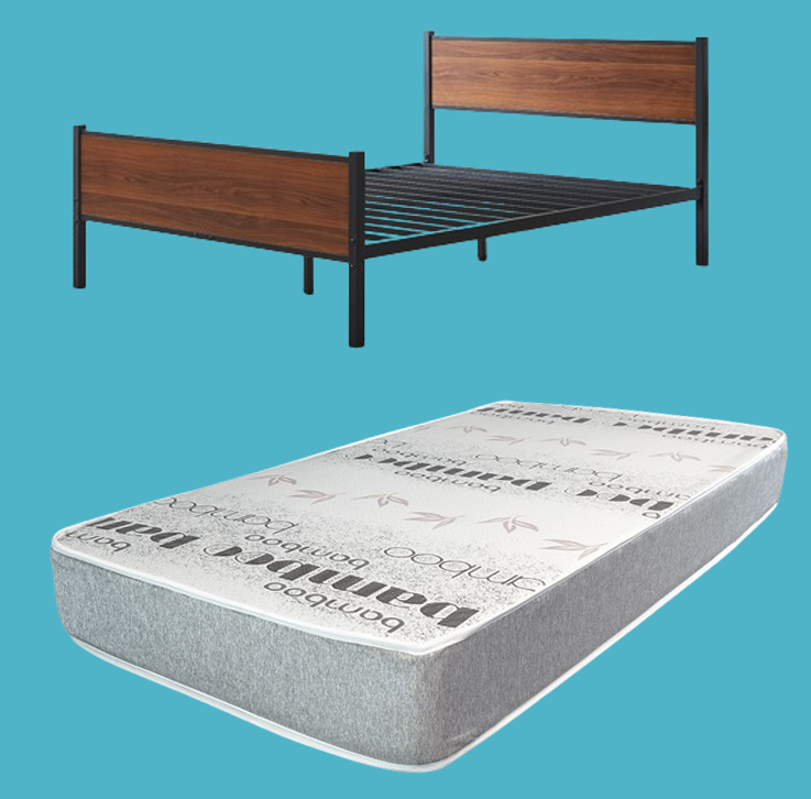 Heavy Metal Bed with 9" Bamboo Medium Firm Foam Mattress