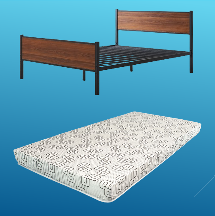 HEAVY METAL BED WITH 5" MEDIUM FIRM FOAM MATTRESS