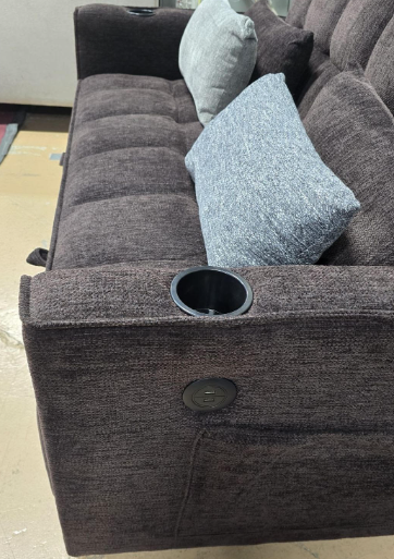 Fabric Upholstered Sofa Bed with Cup Holders and USB Ports- Grey