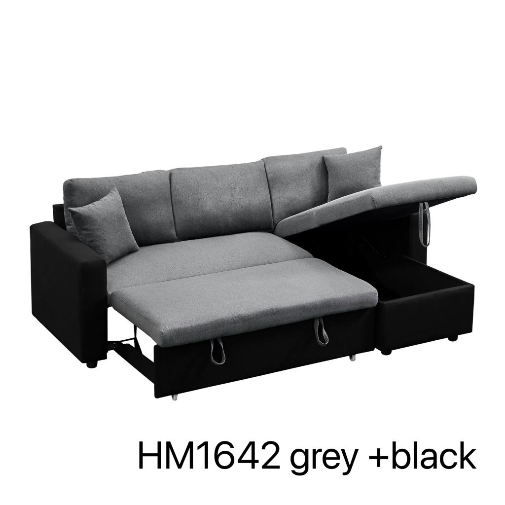 Two Tone Sectional Sofa Bed with Reversible Storage Chaise