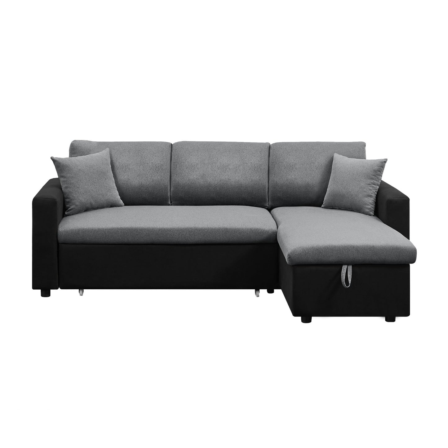 Two Tone Sectional Sofa Bed with Reversible Storage Chaise