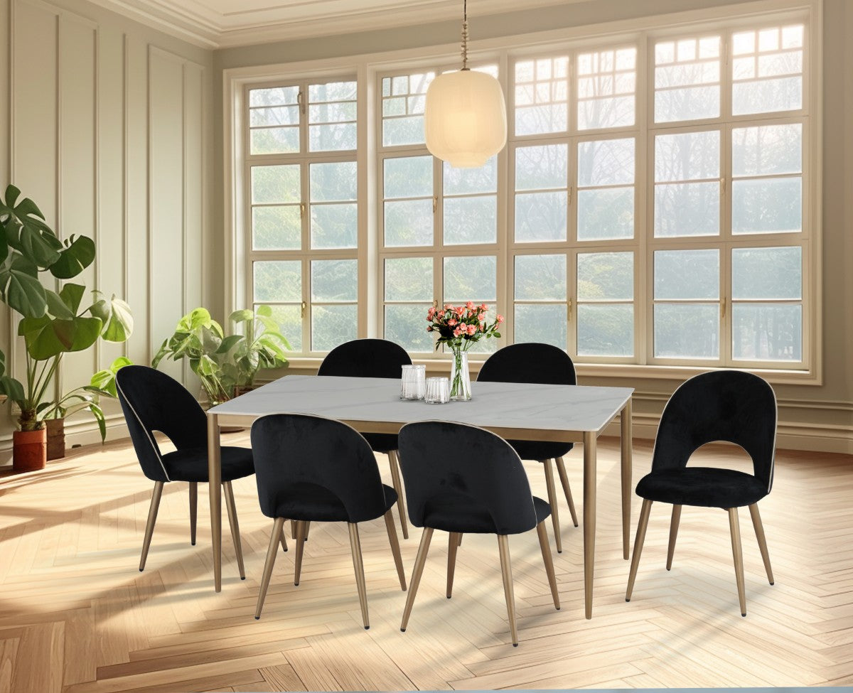 7Pcs Ceramic Top with Golden Legs Dining Set- 5655