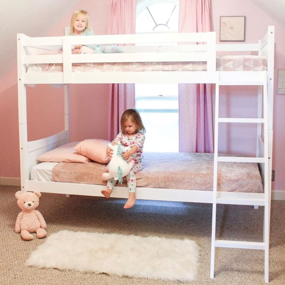 SOLID WOOD SINGLE OVER SINGLE BUNK BED- WHITE