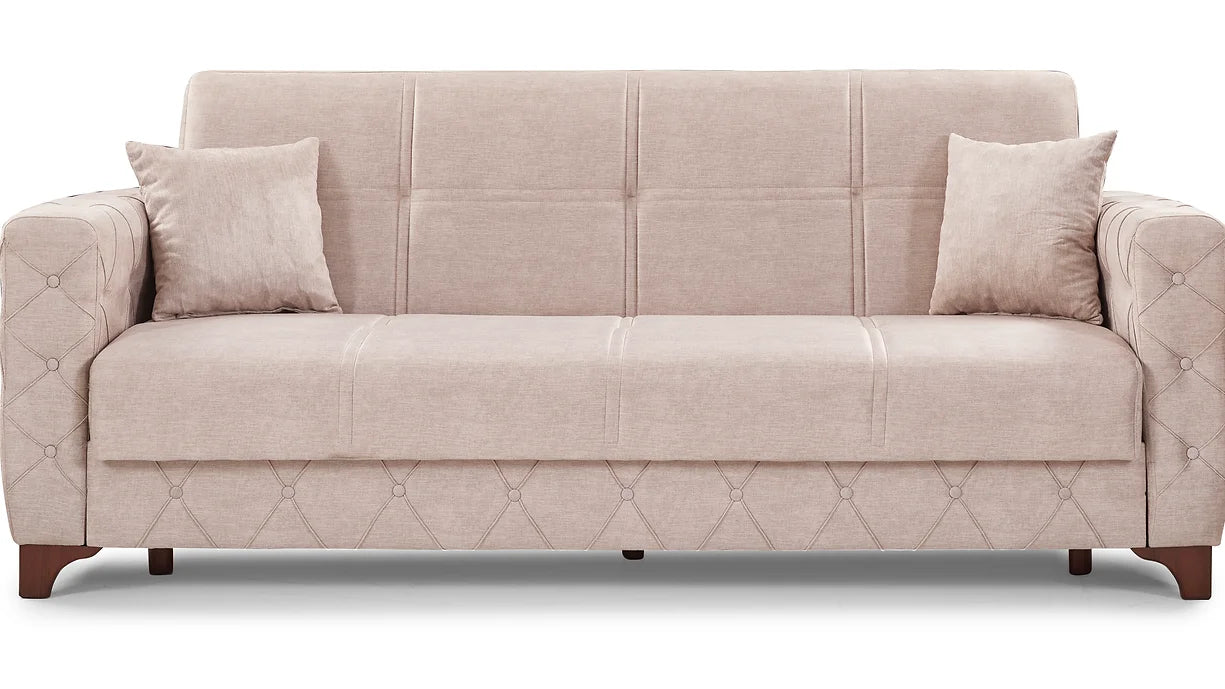BEIGE TURKISH MADE SOFA BED WITH UNDERNEATH STORAGE- Sultan