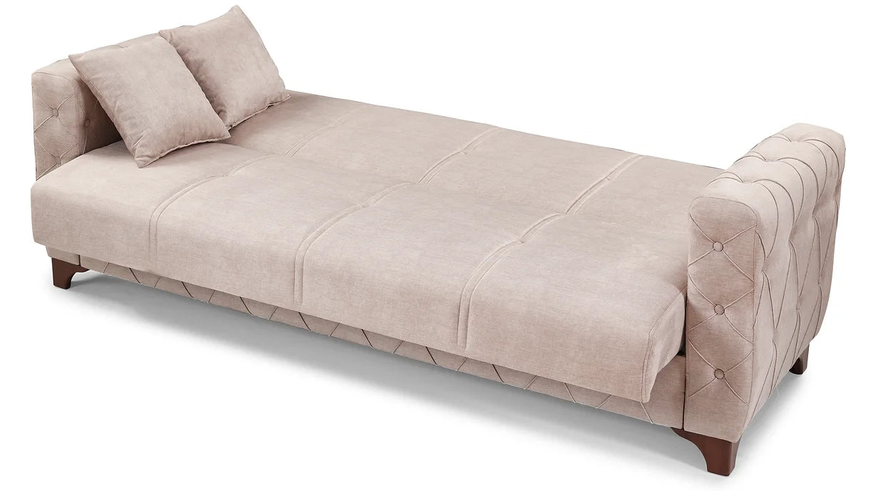 BEIGE TURKISH MADE SOFA BED WITH UNDERNEATH STORAGE- Sultan