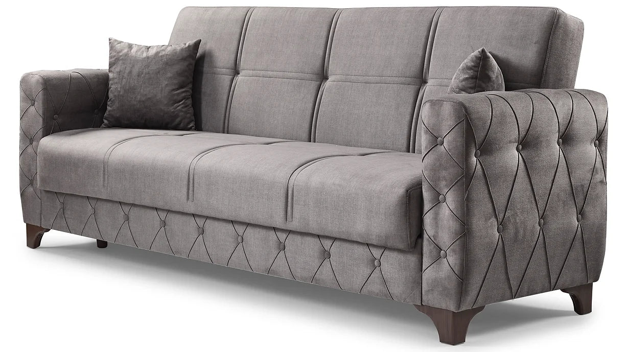 Grey Turkish Made Sofa Bed with Underneath Storage- Sultan