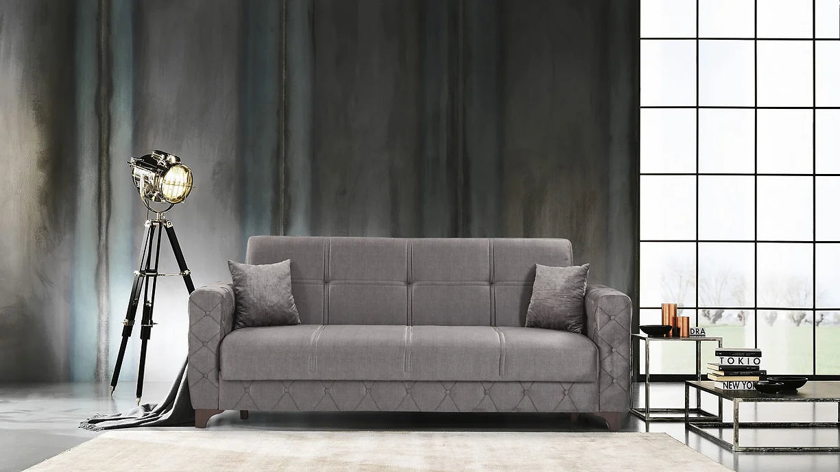 Grey Turkish Made Sofa Bed with Underneath Storage- Sultan