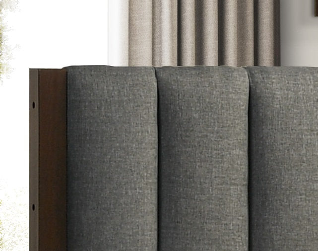 FABRIC UPHOLSTERED BED WITH CHANEL BACK HEADBOARD AND FOOTBOARD- Dylan