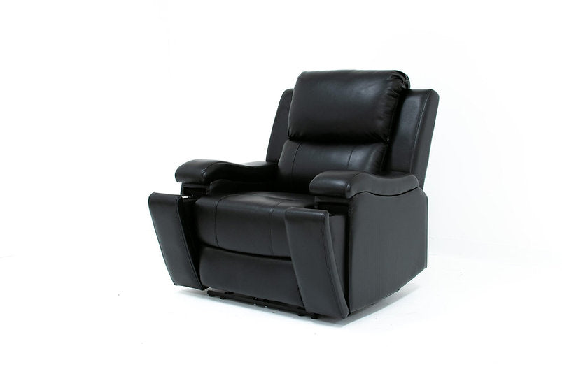 Black Gel Leather Power Recliner Sofa Set with USB Ports and Cup Holders on Arm- 8032
