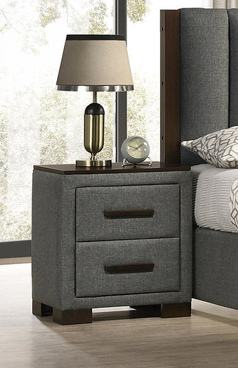 Grey FABRIC UPHOLSTERED CHEST, NIGHTSTAND AND DRESSER AND MIRROR- Dylan