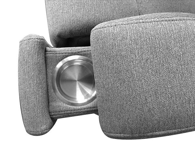 Grey Fabric Upholstered Power Recliner Sofa Set with Cupholders on Arms and USB Ports- 8030