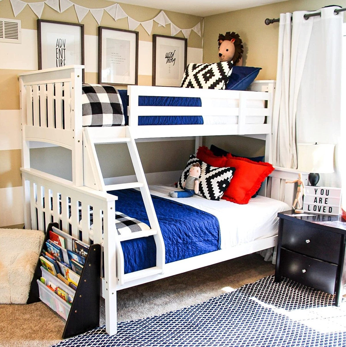 Solid Wood Single Over Double Bunk Bed- White