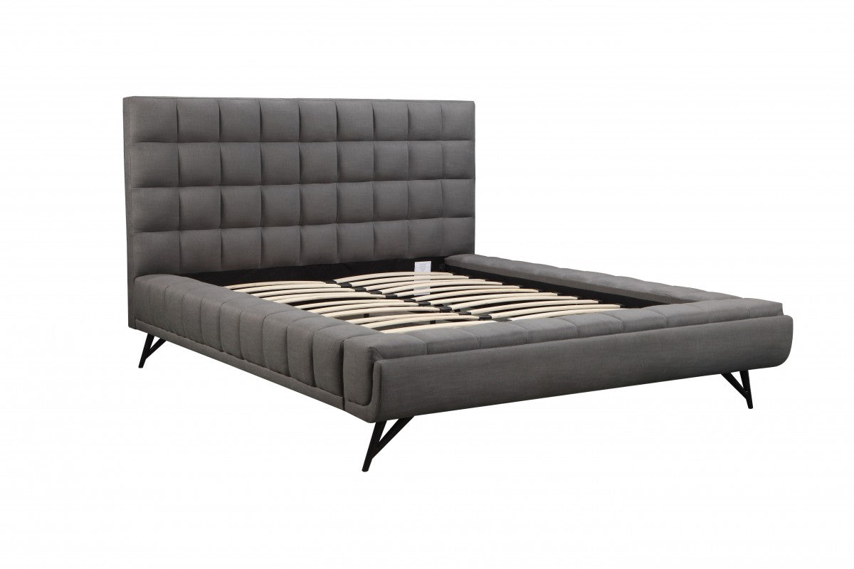 GREY MODERN LOW PROFILE PLATFORM BED FRAME- 376G
