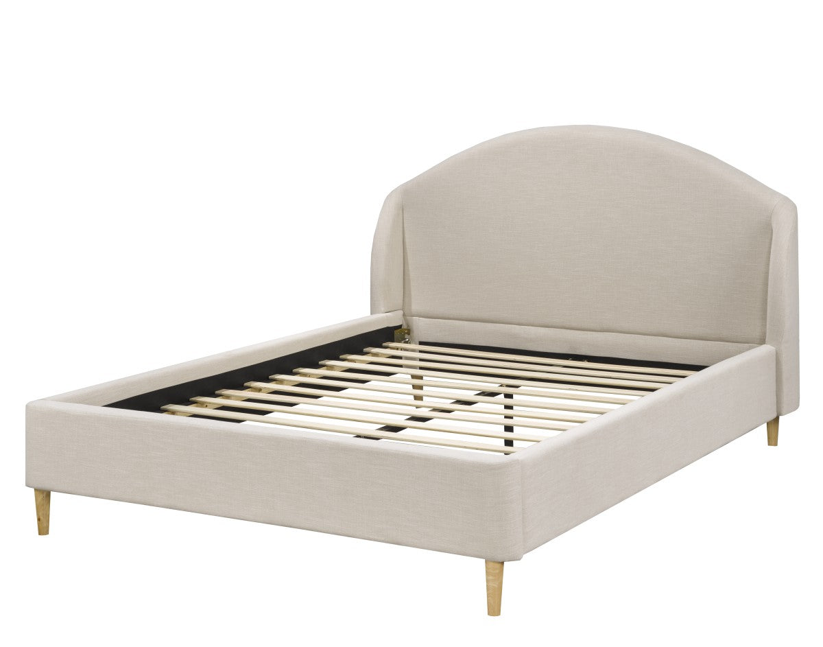 BEIGE MODERN LOW PROFILE FABRIC UPHOLSTERED BED FRAME- 3101