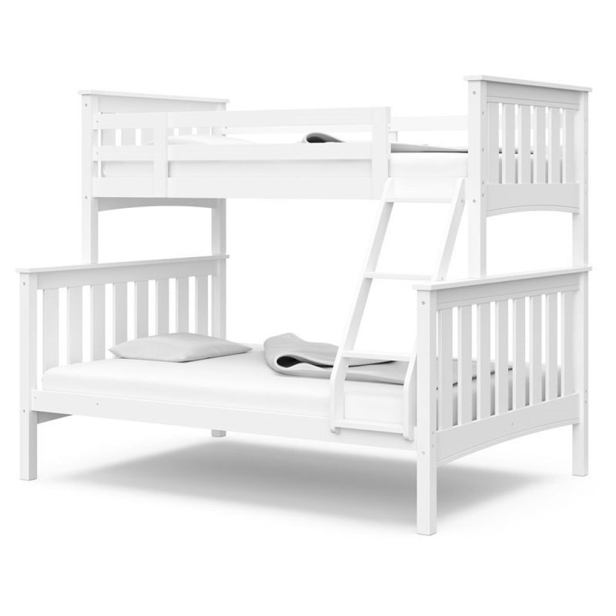 Solid Wood Single Over Double Bunk Bed- White