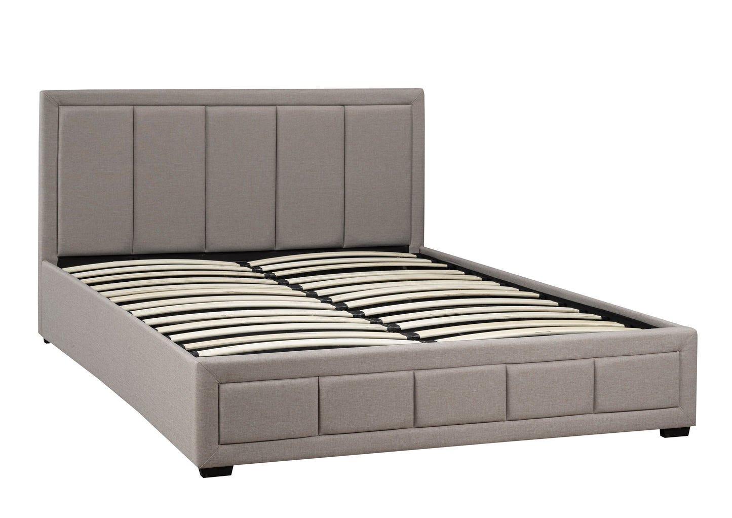 Beige Fabric Upholstered Hydraulic Storage Bed Frame with Chanel Back Style-828