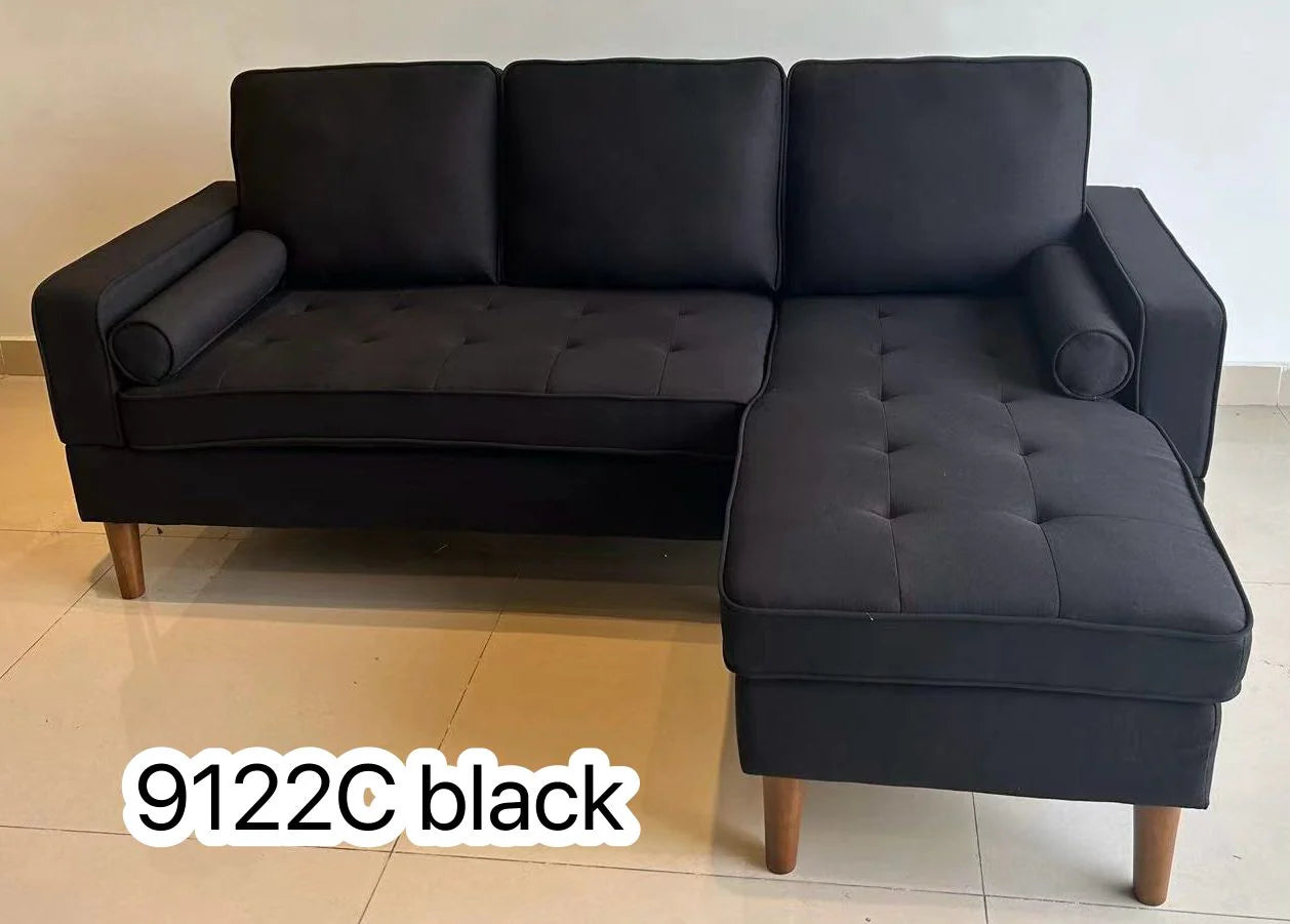 CONDO SIZE SECTIONAL SOFA WITH RHF/LHF CHAISE- BLACK