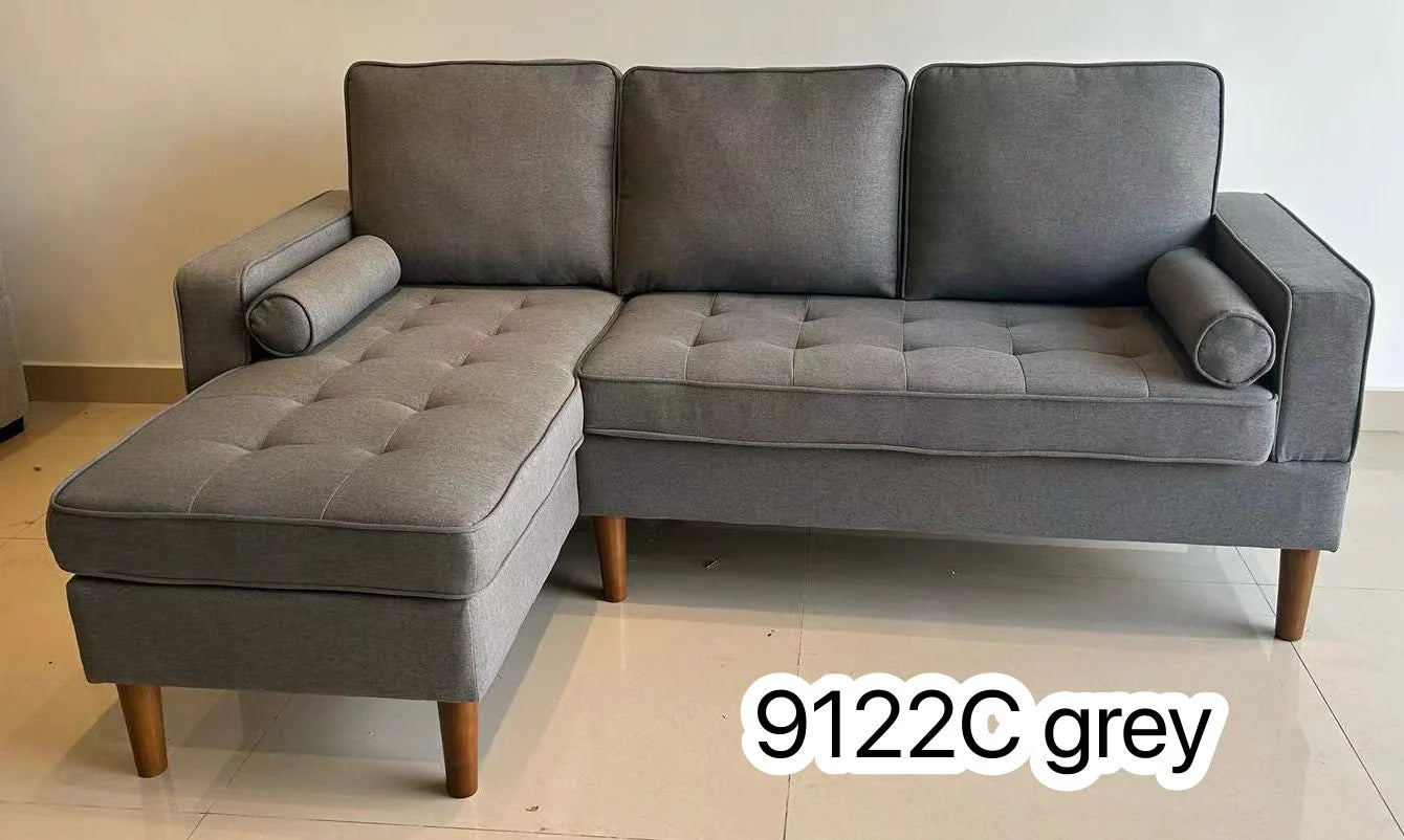 Condo Size Sectional Sofa with RHF/LHF Chaise- Grey