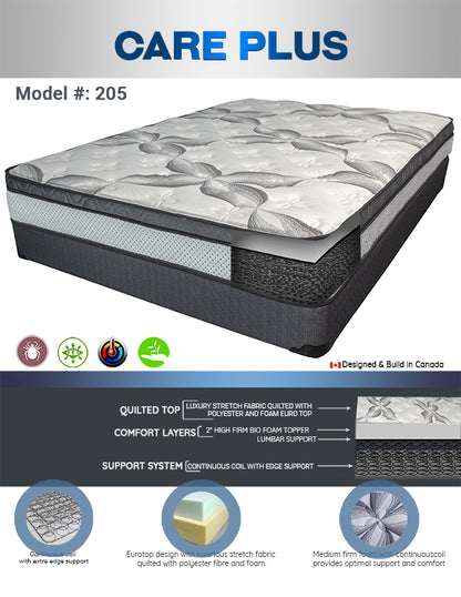 9'' Euro Top Medium Firm Spring Mattress- Care Plus